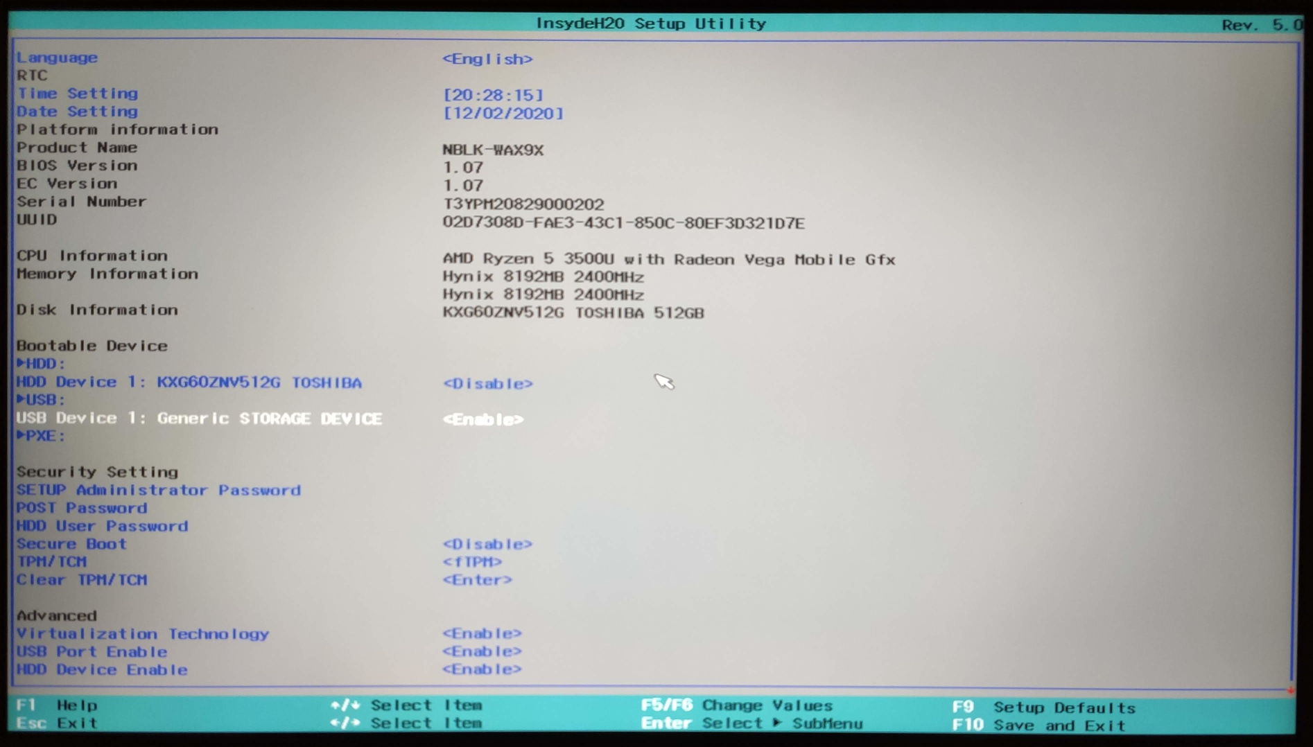 BIOS screenshot